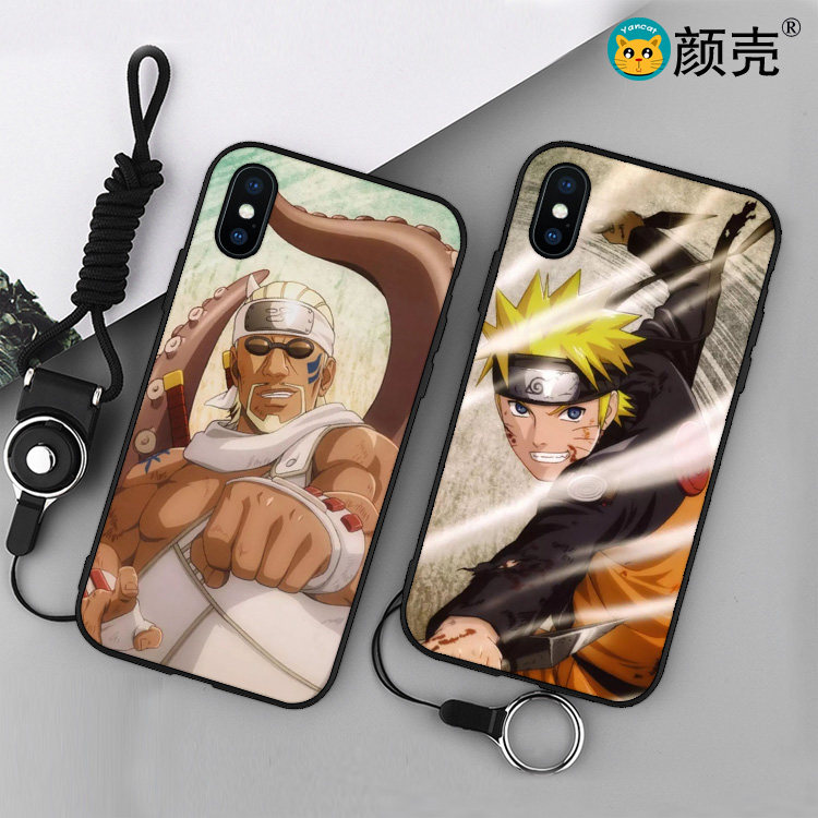 火影忍者鸣人奇拉比6s适用x手机壳8plus磨砂iphone5s软硅胶7挂绳6