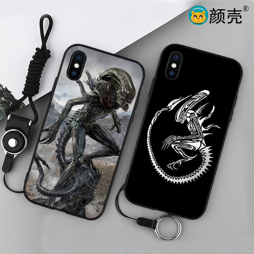异形电影周边6s适用x手机壳8plus磨砂iphone5s全软壳7挂绳6全包边