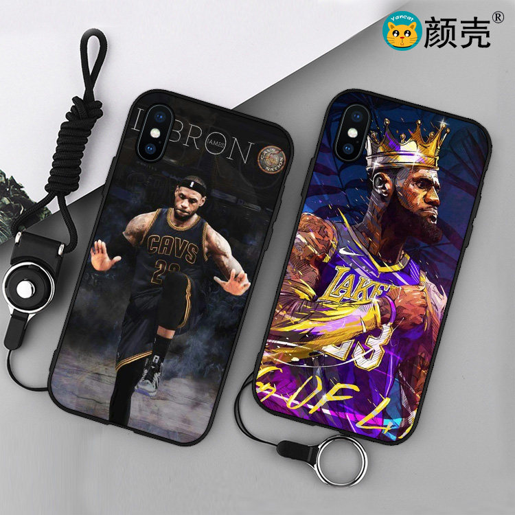 湖人/骑士/詹姆斯6s适用x手机壳8plus磨砂iphone7防摔软壳11挂绳6