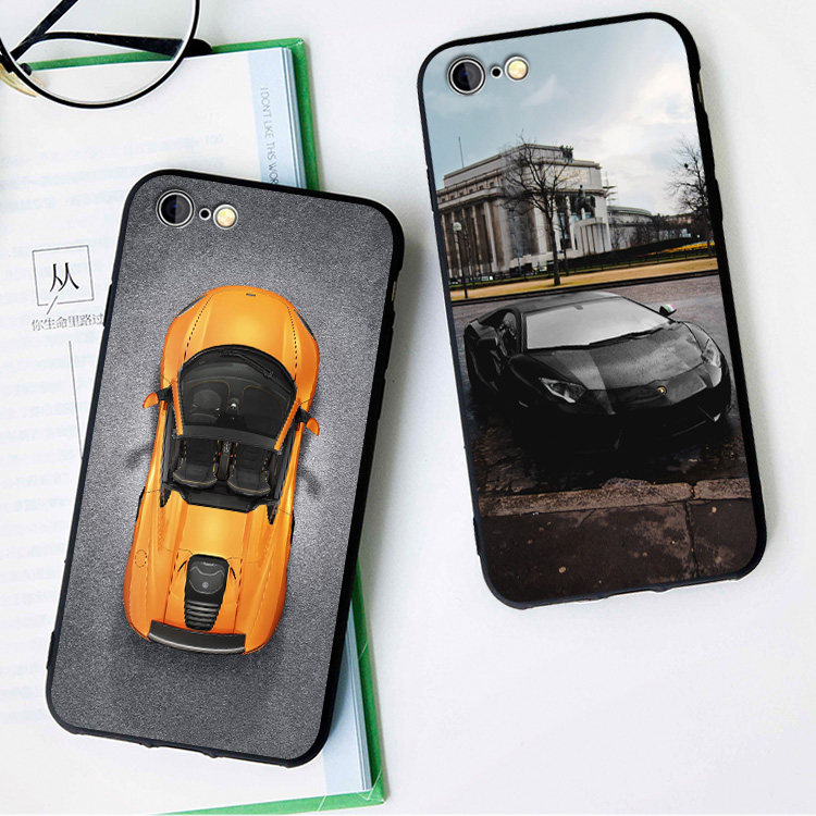 超跑/跑车6s适用x手机壳8plus女iphone11软壳7挂绳6p磨砂黑全包边