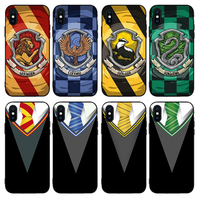 哈利波特四学院徽章手机壳适用iPhoneXS MAX苹果6s校服11软78PLUS