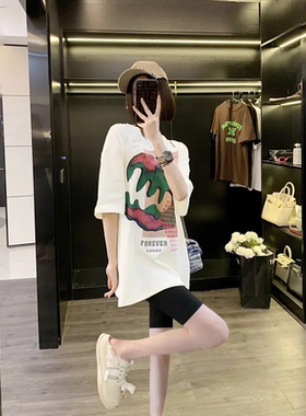 短袖t恤长款女夏季纯棉宽松潮牌