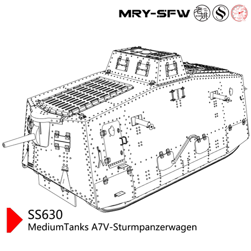 SS64630 1/64 军事模型 德国 中型坦克 A7V-突击装甲机动车
