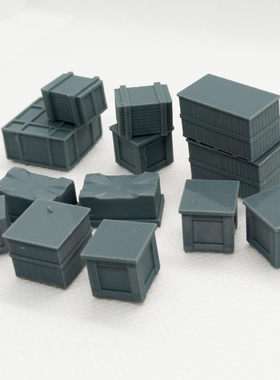 老姚手工坊 微缩场景 13个运输箱 模型火车布局  1set