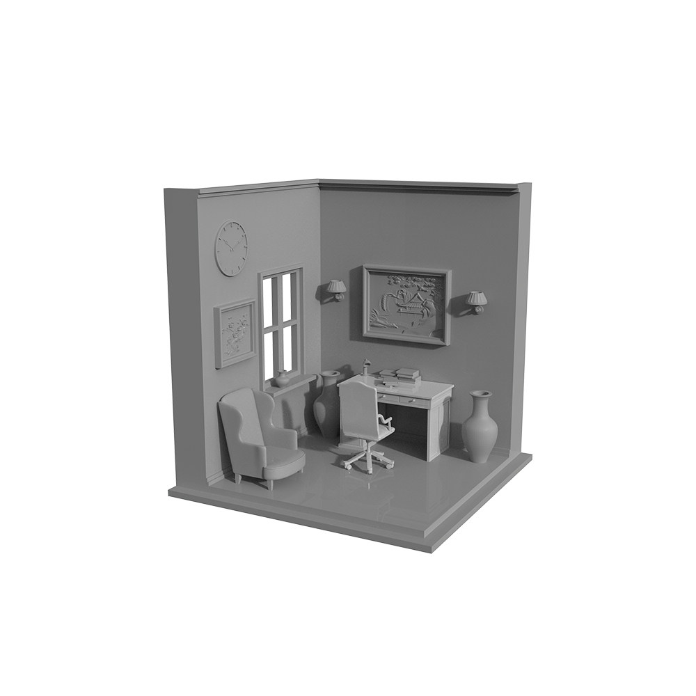 老姚手工坊 各比例  HO 模型场景 桌面摆件 室内一角 1pcs