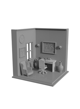 老姚手工坊 各比例  HO 模型场景 桌面摆件 室内一角 1pcs