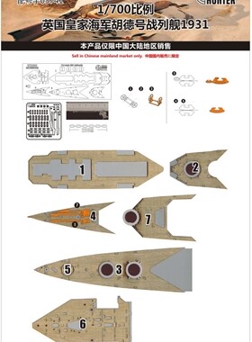 猎人 W70056 1/700 英国胡德号战列舰木甲板 配小号手05741