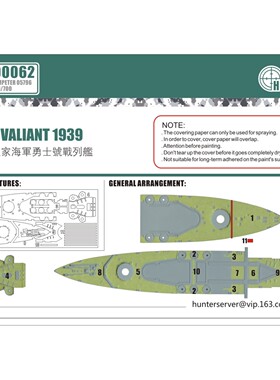 猎人 M700062 1/700 英国勇士号战列舰遮盖纸1939 配小号手05796