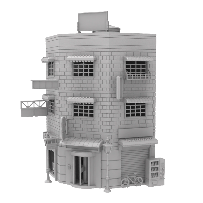 3D打印微缩模型街道场景摆件微缩仿真迷你场景树脂打印  +透明盒