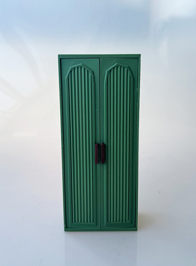 娃娃屋微缩模型 3D 打印绿色双门衣柜
