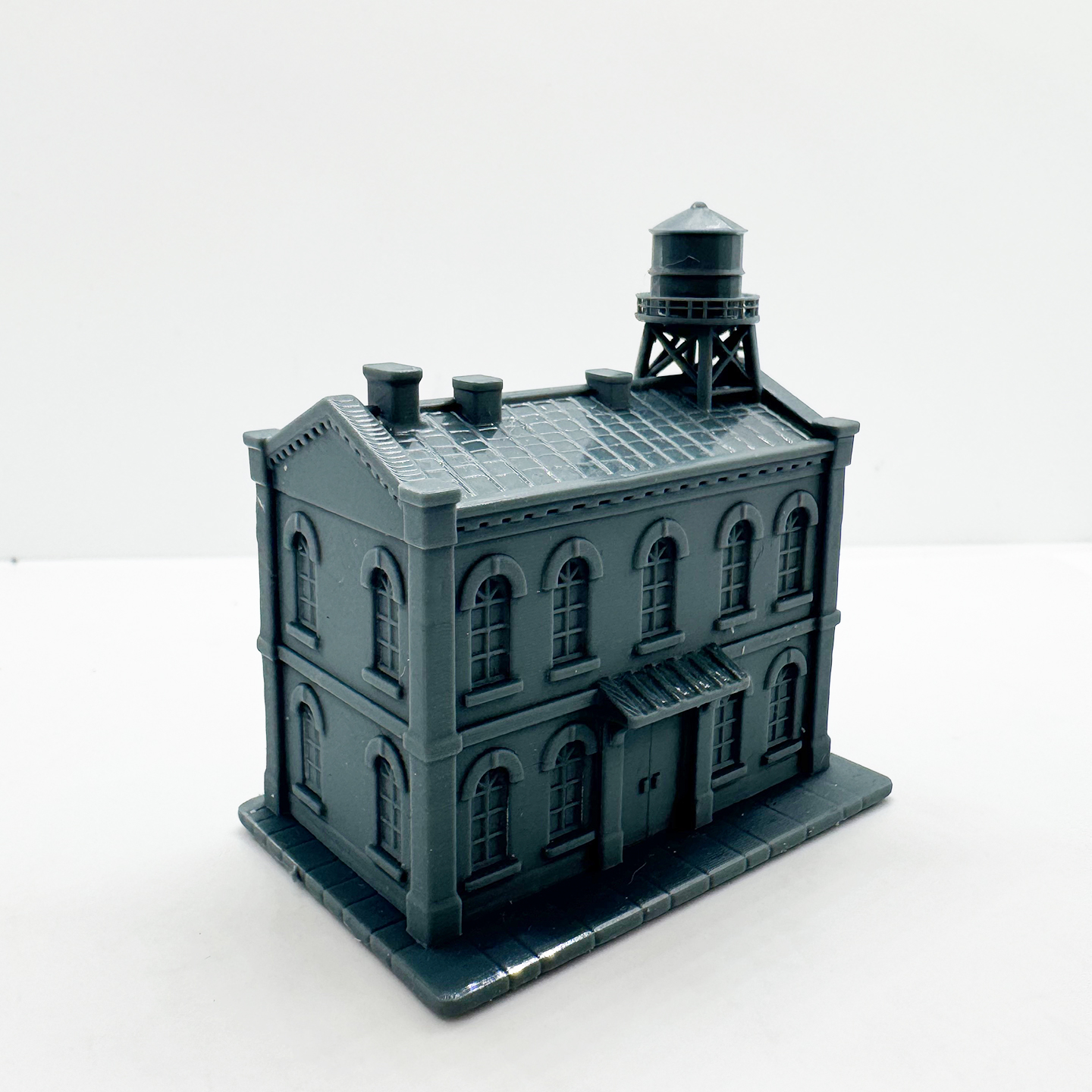 3D打印 复古两层建筑带水塔 、收藏家或桌面装饰的复古工业