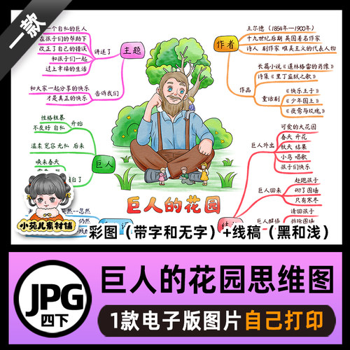 B687四语下27巨人的花园思维导图高清线稿电子版图片自己打印