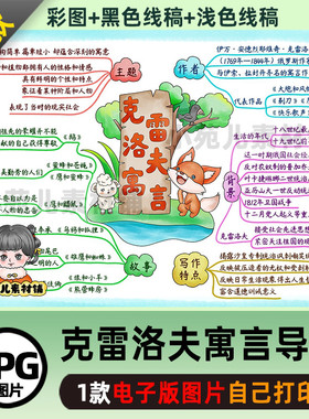 B562克雷洛夫寓言思维导图模板电子版彩图线稿自己打印不发快递