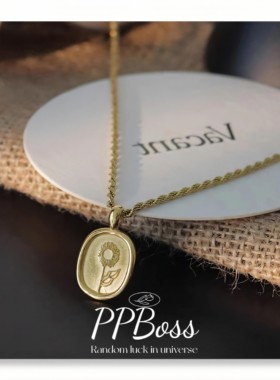 18K镀金色复古向日葵项链女高级设计感毛衣链轻奢小众配饰潮