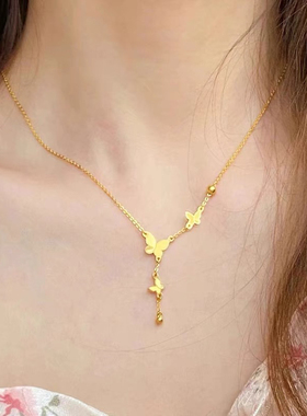 18k金气质超仙蝴蝶流苏项链在逃公主通勤高级感锁骨链新款送女友