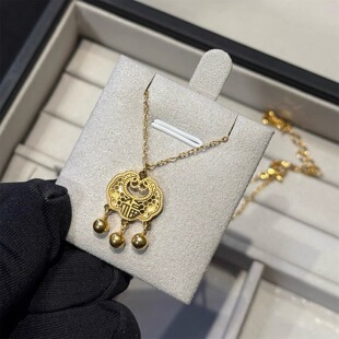 合金项链平安锁小众富贵长命锁吊坠气质轻奢时尚铃铛流苏设计