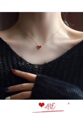 镀K金法式爱心项链女轻奢小众锁骨链七夕情人节礼物送女友