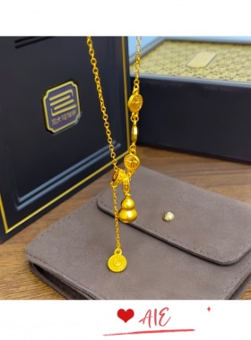 钛钢镀K金葫芦吊坠项链女款轻奢小众设计国风气质福牌流苏锁骨链