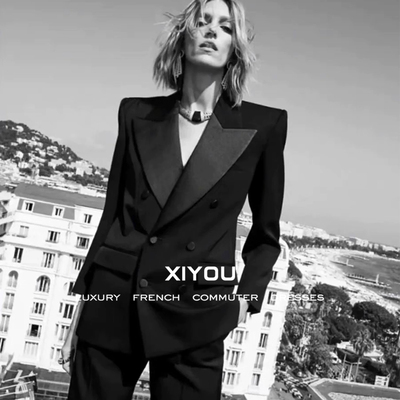 杨树林同款羊毛阔肩西装外套女