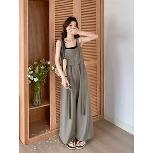 连体裤 高级设计感背带裤 高腰垂感阔腿时尚 宽松大码 子 女夏2026新款