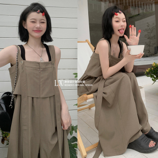 宽松连衣背带裤 韩日休闲减龄大气连体裤 高腰显瘦阔腿裤 工装 夏季