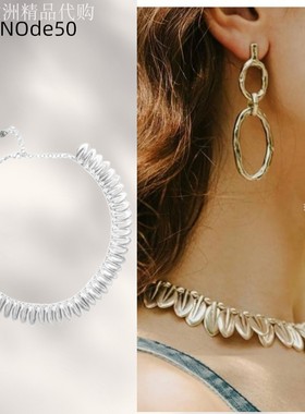 国/现 西班牙UNOde50 叶子项链欧美轻奢不过敏镀银夸张个性手工