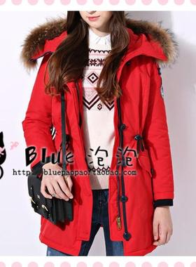 国内代购Eland/依恋正品红色中长款棉服EEJP68T011冬季棉服