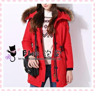 国内代购Eland/依恋正品红色中长款棉服EEJP68T011冬季棉服