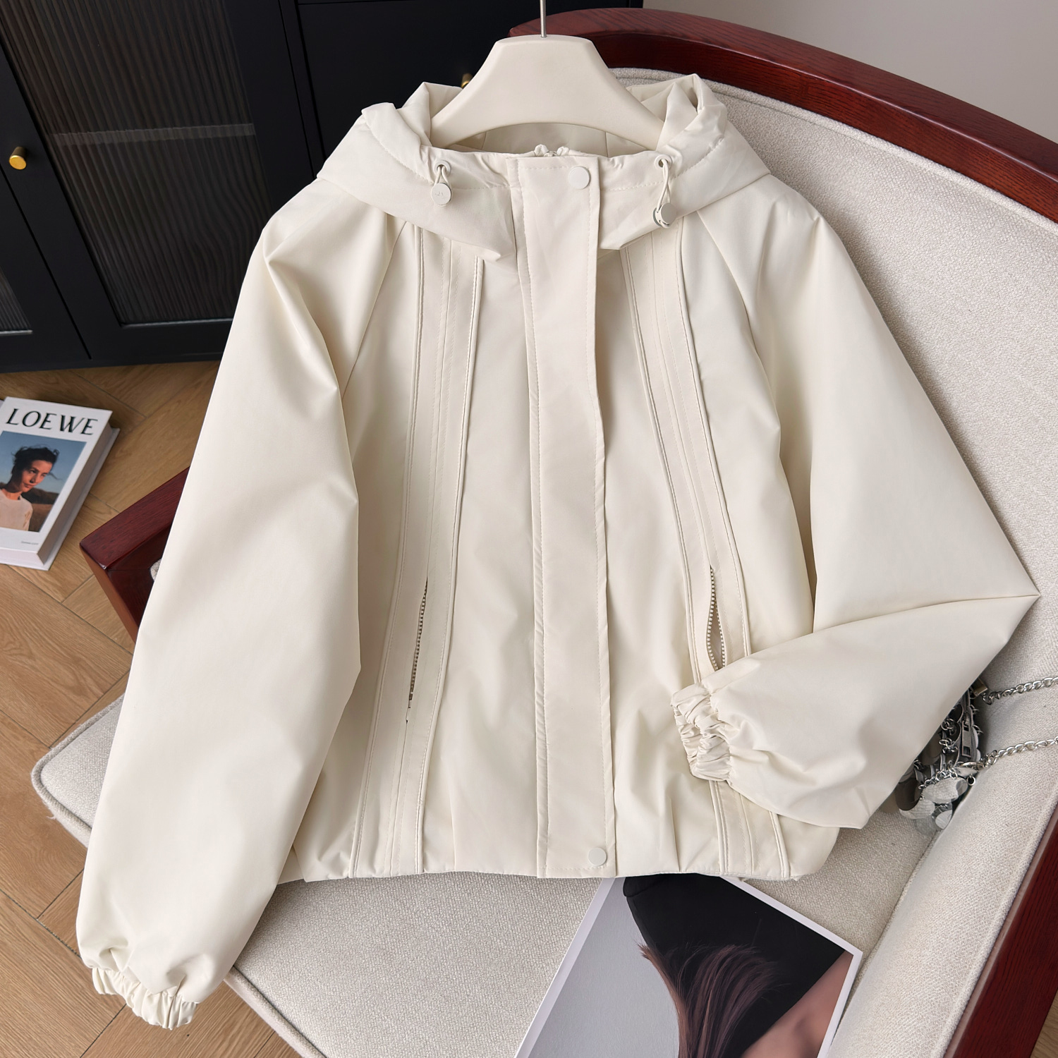 实拍冬款连帽设计感冲锋衣棉服外套设计感宽松百搭小个子工装棉衣