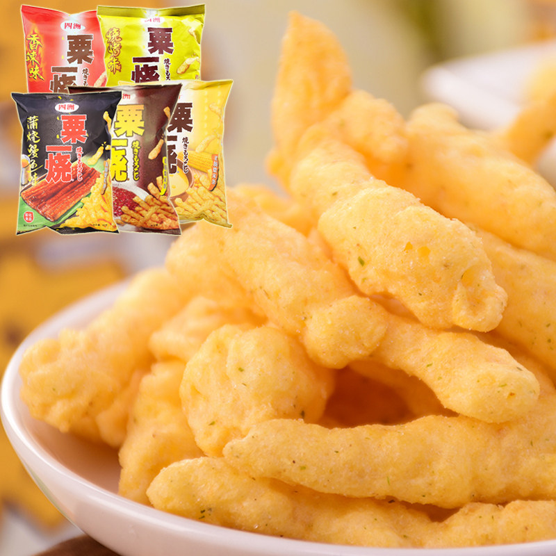四洲 粟一烧粟米棒玉米条烧烤味/龙虾日式休闲膨化小吃零食80g