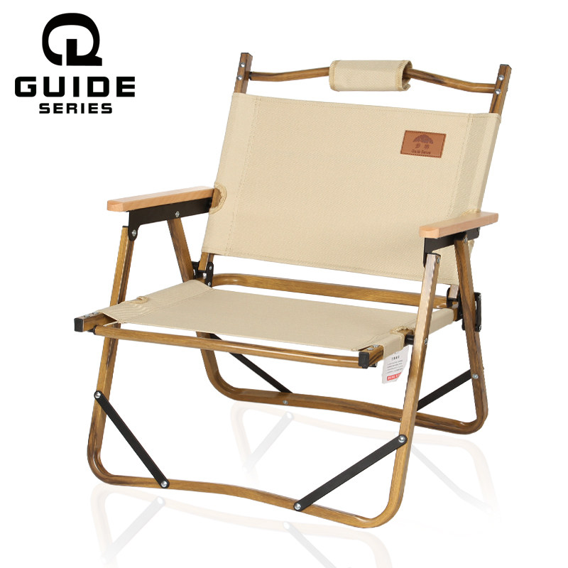 步林山野户外折叠椅靠背小马扎露营烧烤沙滩垂钓便携式木纹收纳椅