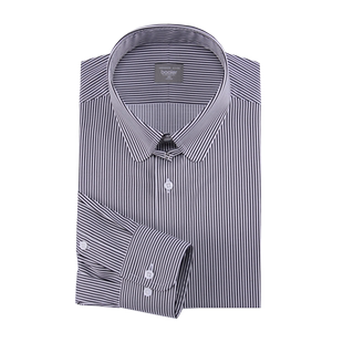 圆角搭扣领拜耳英伦复古伊顿公学商务男士经典条纹长袖纯棉衬衫