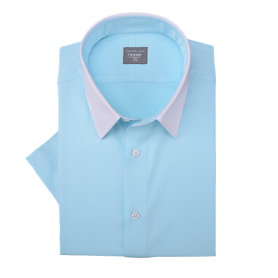 拜耳夏季免烫白领弹力短袖衬衫