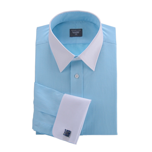 异色小尖领baaler拜耳男长袖衬衫法式袖口修身清爽糖果色新款包邮