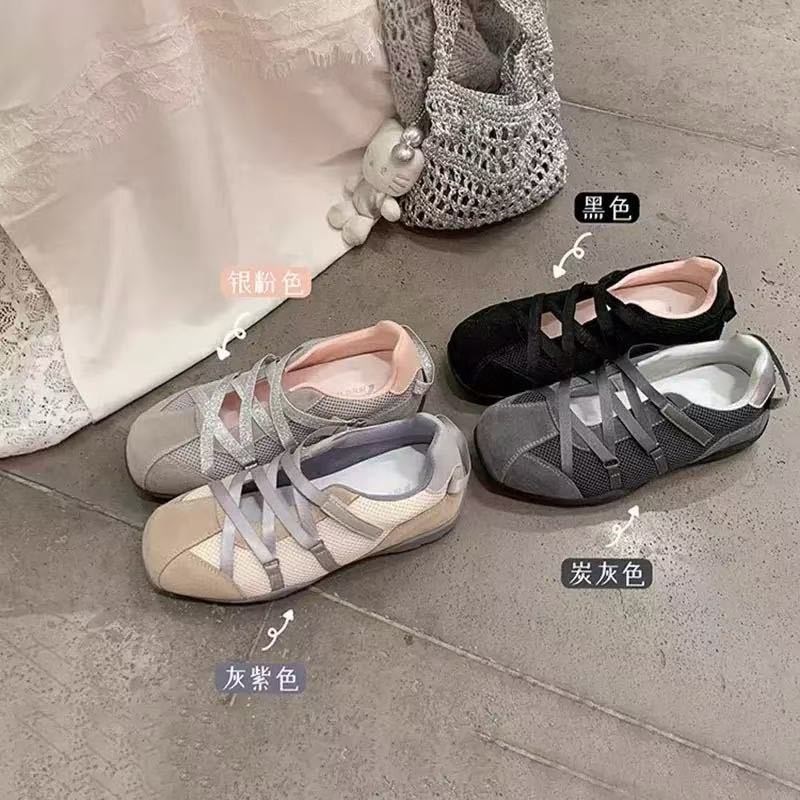 苏茵茵韩系博主交叉带机能风芭蕾德训鞋玛丽珍休闲鞋女运动鞋