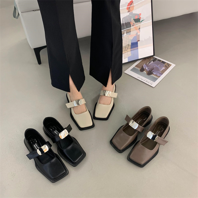 轻奢风英伦风单鞋女鞋子乐福鞋玛丽珍2024夏季新款粗跟黑色小皮鞋,女鞋,乐福鞋（豆豆鞋）,淘宝优惠券,粉丝福利购,淘宝优惠卷