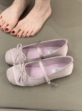 温柔可爱内增芭蕾舞鞋女鞋2025春季晚风气质紫色配裙子浅口单鞋