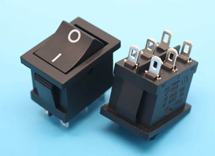 六脚二档 船型开关 黑色 6脚2档 15*21mm 船形电源开关 铜脚