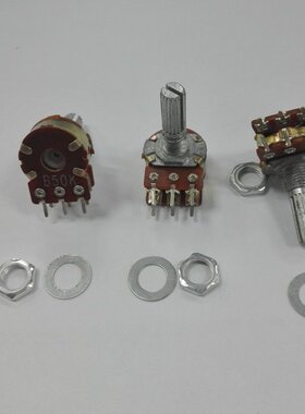 WH148 双连 电位器 B50K 6脚双排 3+3 双联电位器 柄长20MM 47K