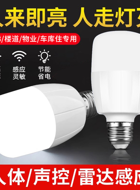红外线雷达人体感应声控感应灯楼梯灯楼道家用智能走廊过道灯泡