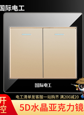 【二开单控】86型开关插座面板双开单联家用黑色墙壁暗装电灯按钮