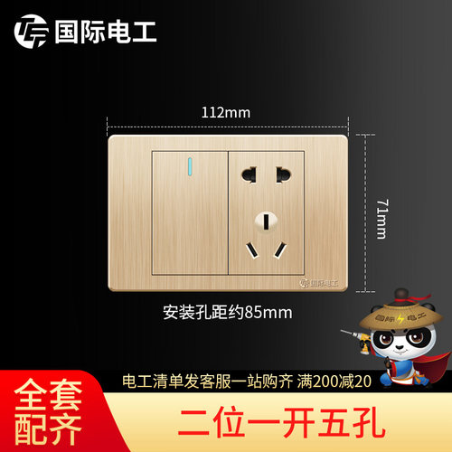 国际电工五孔118型开关插座面板
