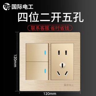 国际电工120型开关插座大面板二位五5孔十孔插座10孔墙壁电源暗装