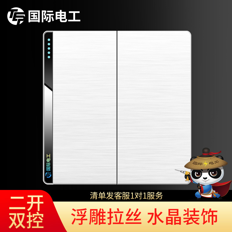 国际电工两位双联开关插座面板