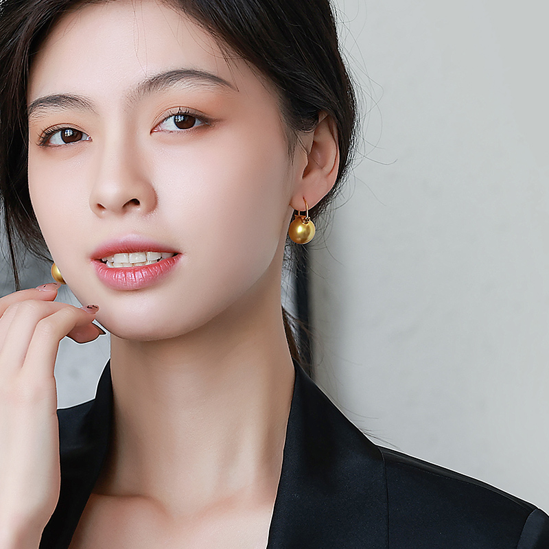 挚彩南洋珍珠耳饰浓金色澳白耳环玫瑰金纯银金珠耳坠耳钉复古女