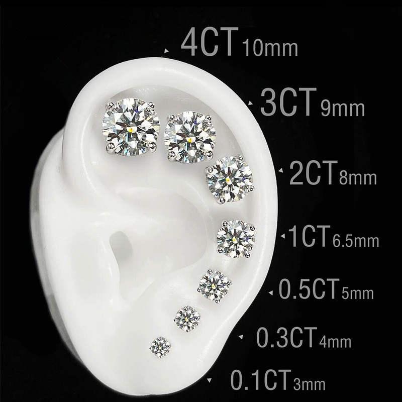 thumbnail for S925 sterling silver D color moissanite stud earrings for men and women, hip-hop, light luxury, luxury, high-end diamond earrings, 30 minutes, 50 minutes, 1 carat