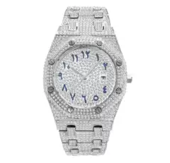 2026 New Full Diamond Watch for Men, Hip-Hop Starry Sky Luxury Large Dial Quartz Watch, Fashionable Trendy Wristwatch