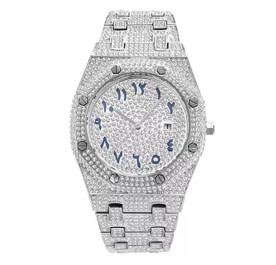 2026 New Full Diamond Watch for Men, Hip-Hop Starry Sky Luxury Large Dial Quartz Watch, Fashionable Trendy Wristwatch