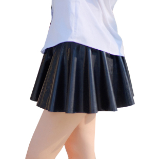 全圆短裙半身天然乳胶Latex百褶日常校园街头收腰无痕 QrinK可琳