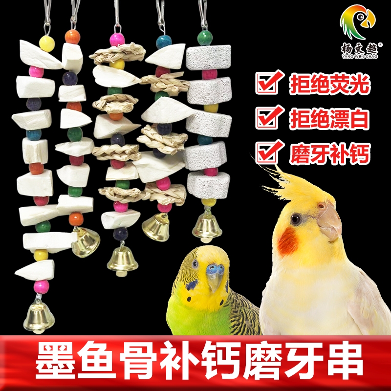 鹦鹉补钙磨牙石玩具玄凤虎皮牡丹鹦鹉墨鱼骨磨牙啃咬玩具吊串零食